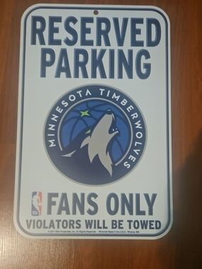 NBA Minnesota Timberwolves Fan Reserved Parking Sign - Blue, White, Gray